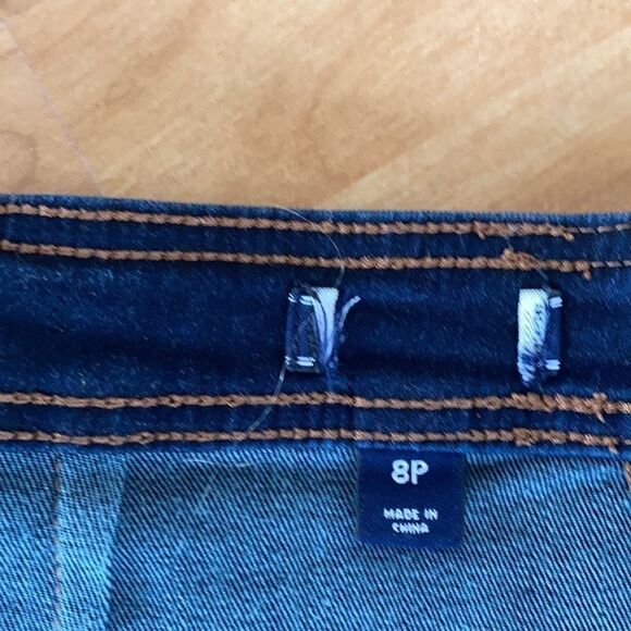 Land’s End denim mini skirt zipper stretch top stitching slit pockets Navy 8P - Picture 14 of 14
